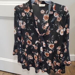 Sheer Black Floral Blouse by